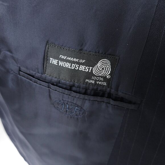 Hickey Freeman Mens 44L Navy Pinstripe 2-Button Pure Wool Sports Coat Blazer - Picture 5 of 12